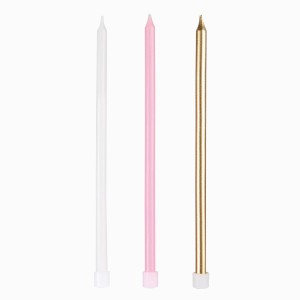 12 Bougies Roses Extra-Longues � 14,5 cm
