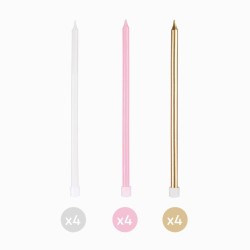 12 Bougies Roses Extra-Longues � 14, 5 cm. n�1