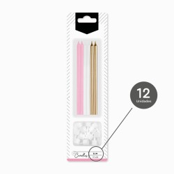 12 Bougies Roses Extra-Longues � 14, 5 cm. n�3