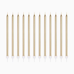 12 Bougies Or Extra-Longues � 14,5 cm