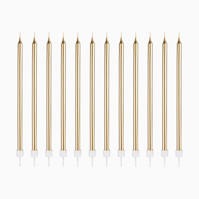 12 Bougies Or Extra-Longues – 14, 5 cm