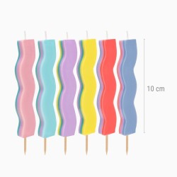 6 Bougies Ondulées Happy Vibes – 10 cm. n°1