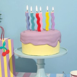 6 Bougies Ondulées Happy Vibes – 10 cm. n°2