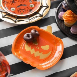6 Assiettes Halloween Citrouille. n°2