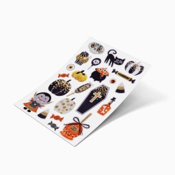 22 Stickers Halloween � Relief et Finition M�tallique Dor�e. n�2