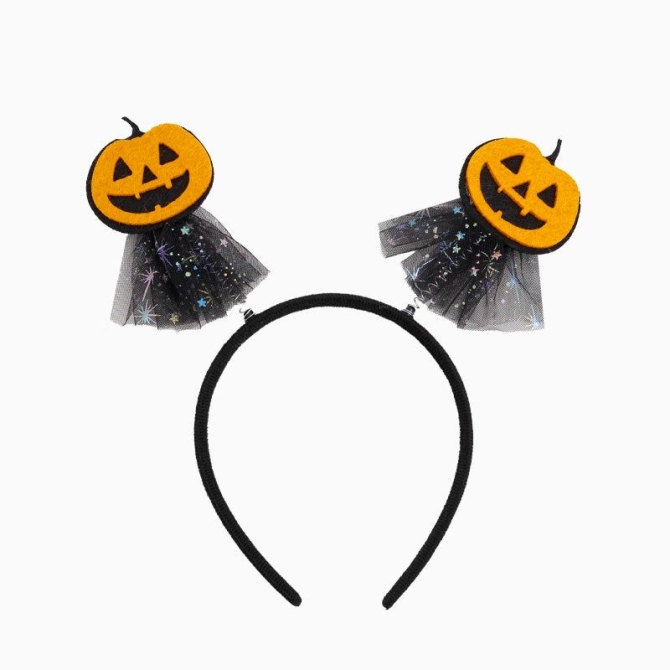 Serre-Tête Halloween Citrouille avec Tulle