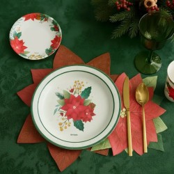 6 Petites Assiettes Poinsettia de Noël. n°1