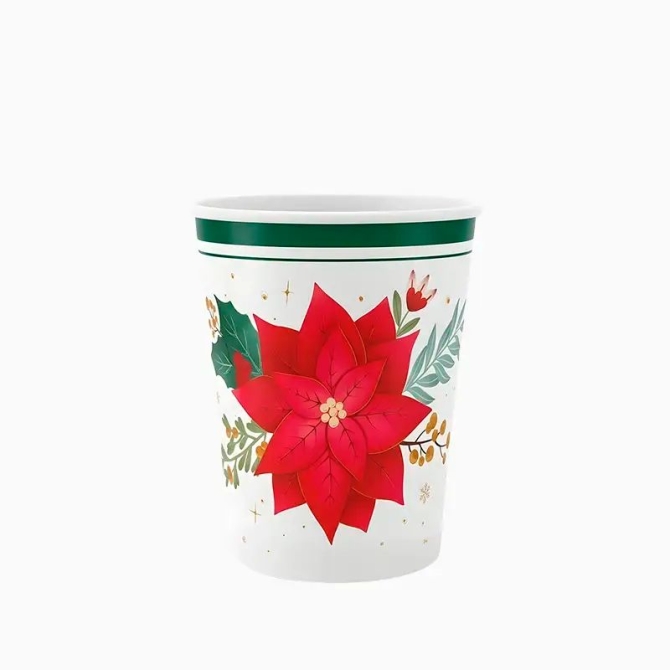 6 Gobelets Poinsettia de No�l 