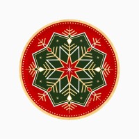6 Assiettes Flocons de Neige Verts et Rouges
