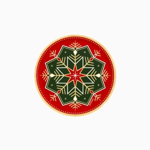 6 Petites Assiettes Flocons de Neige Verts et Rouges