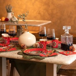 6 Gobelets Flocons de Neige Verts et Rouges. n�3
