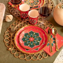 30 Serviettes Flocons de Neige Verts et Rouges. n�1