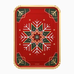 Lot de 2 Plateaux Rectangulaires Flocons de Neige Verts et Rouges