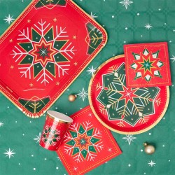 Lot de 2 Plateaux Rectangulaires Flocons de Neige Verts et Rouges. n�4