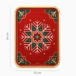 Lot de 2 Plateaux Rectangulaires Flocons de Neige Verts et Rouges. n�5