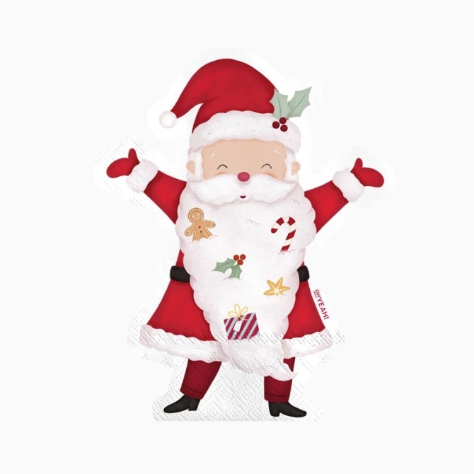 20 Serviettes en Forme de P�re No�l - Le P�re No�l Arrive ! 