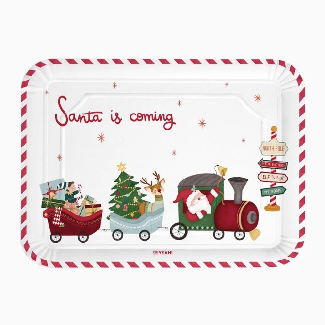 Lot de 2 Plateaux Rectangulaires Le P�re No�l Arrive ! 