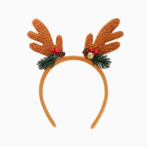 Serre-Tête de Noël Renne en Fourrure avec Clochettes
