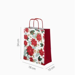 Petit Sac Cadeau de No�l Poinsettia Blanc - 24 cm. n�2