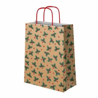 Petit Sac Cadeau de No�l Houx - 24 cm