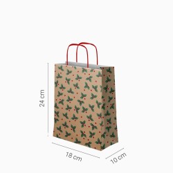 Petit Sac Cadeau de Noël Houx - 24 cm. n°2
