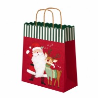 Petit Sac Cadeau de No�l P�re No�l / Renne - 24 cm