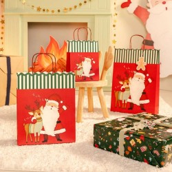 Petit Sac Cadeau de No�l P�re No�l  /  Renne - 24 cm. n�1
