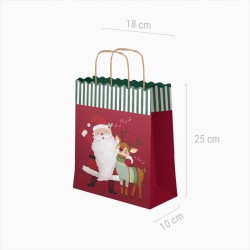 Petit Sac Cadeau de No�l P�re No�l  /  Renne - 24 cm. n�2