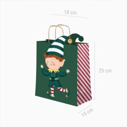 Petit Sac Cadeau de Noël Père Lutin - 24 cm. n°2