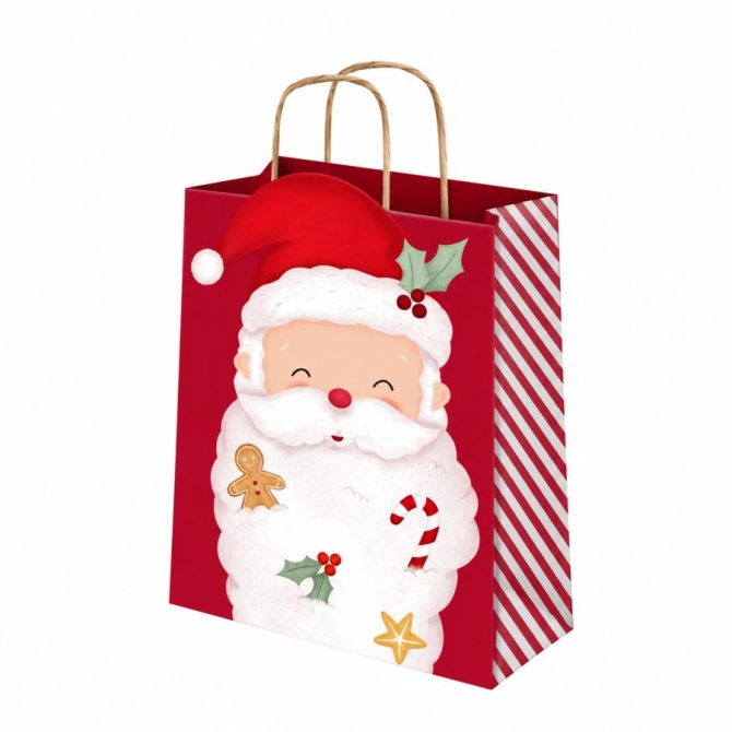Petit Sac Cadeau de Noël Père Noël - 24 cm