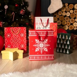 Petit Sac Cadeau de Noël Flocon de Neige - 24 cm. n°1