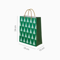 Petit Sac Cadeau de Noël Sapins - 24 cm. n°1