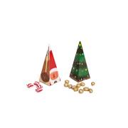2 Boîtes Cadeaux Cônes - Sapin + Figurines Noël