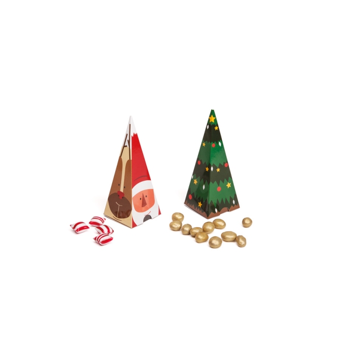 2 Boîtes Cadeaux Cônes - Sapin  +  Figurines Noël 