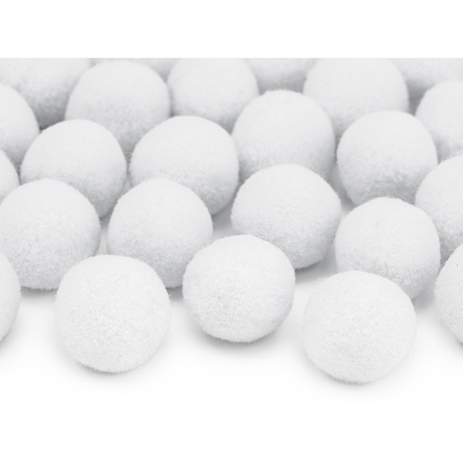 20 Mini Boules Pompons (2 cm) - Blanc 