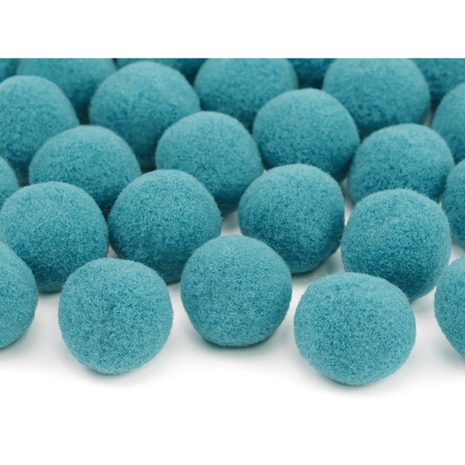 20 Mini Boules Pompons (2 cm) - Bleu 
