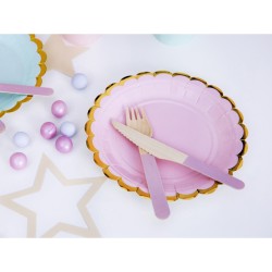 6 Petites Assiettes Baby Rose / Or. n1