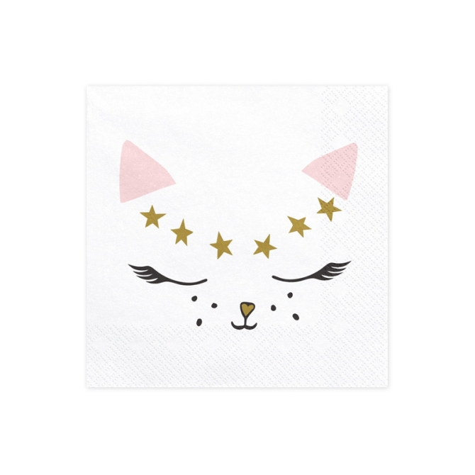 20 Serviettes Mademoiselle Chat 