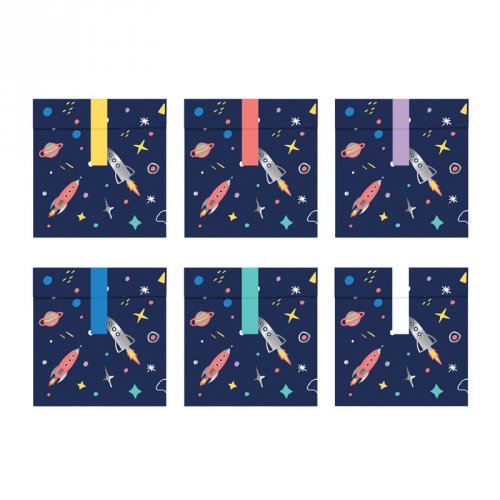 6 Pochettes Cadeaux Space Party (16 cm) - Papier 