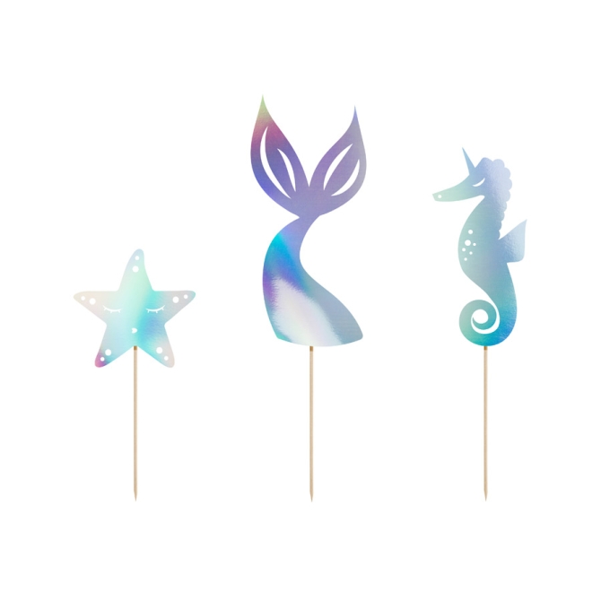 3 Cake Toppers Sirne - Iridescent 