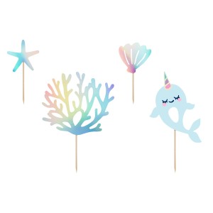 4 Cake Toppers - Ocan Iridescent