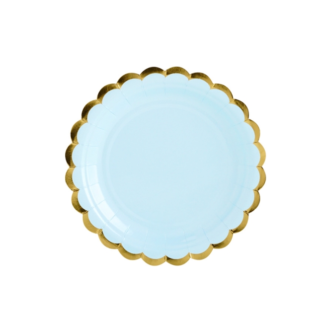 6 Petites Assiettes - Baby Bleu / Or 