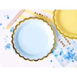 6 Petites Assiettes - Baby Bleu / Or. n1