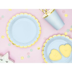 6 Petites Assiettes - Baby Bleu / Or. n2