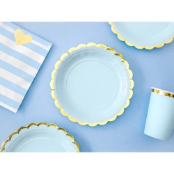 6 Petites Assiettes - Baby Bleu / Or. n3