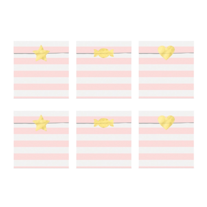 6 Pochettes Cadeaux Baby Rose / Or 