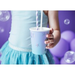10 Pailles Papier Rayes Violet / Blanc - Ocan Iridescent. n3