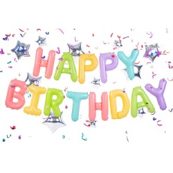 Ballon Happy Birthday Pastel (3, 95 m). n2