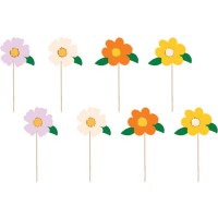 8 Pics Cake Toppers Fleurs 13 cm