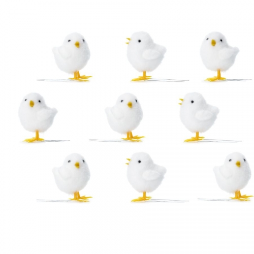 9 Petits Poussins de Pques Blanc - 7 cm 